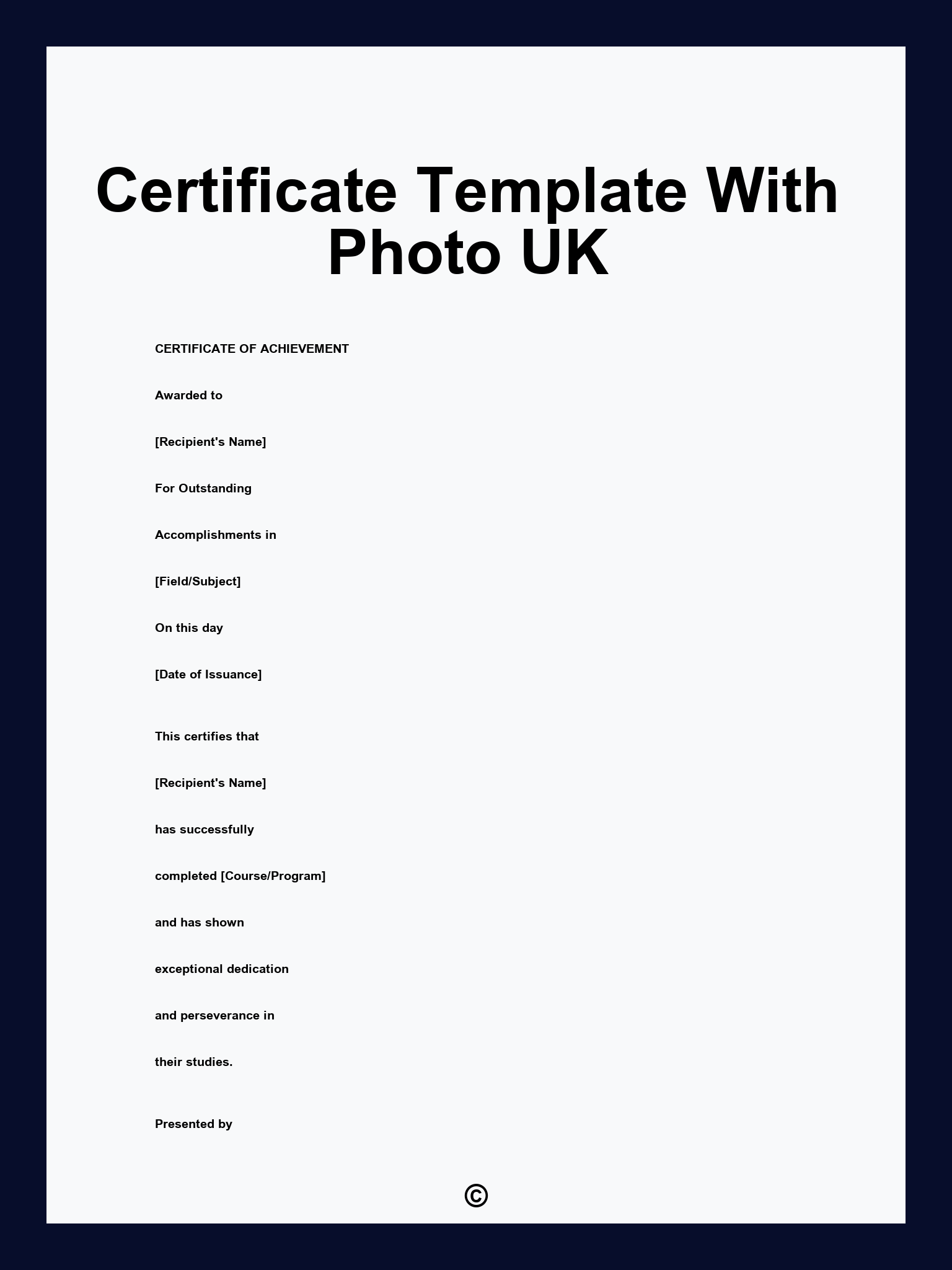 Certificate Template With Photo UK