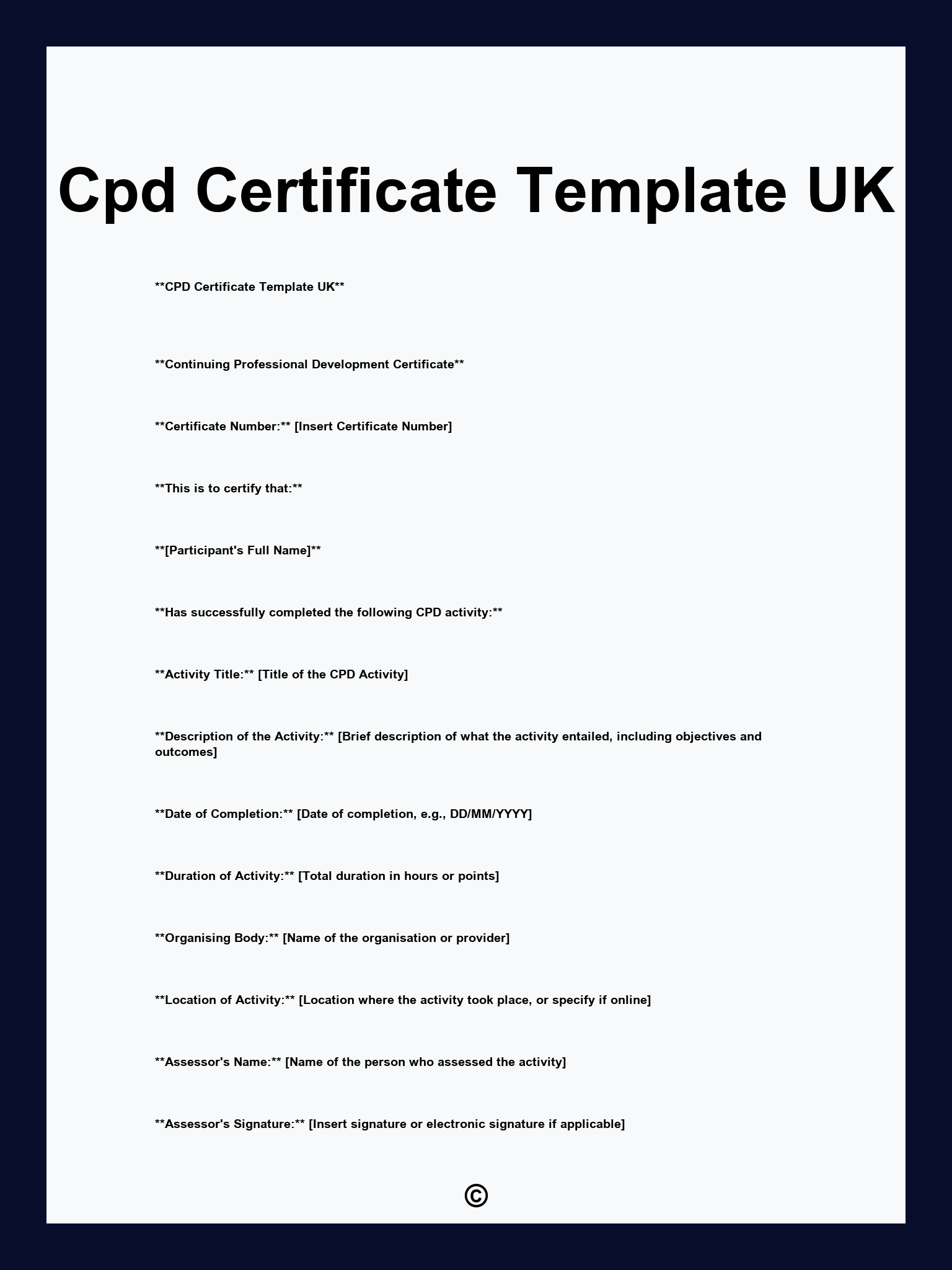 Cpd Certificate Template UK