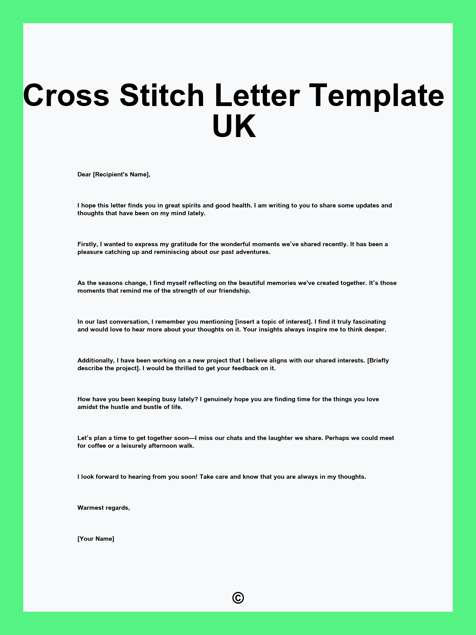 Cross Stitch Letter Template UK