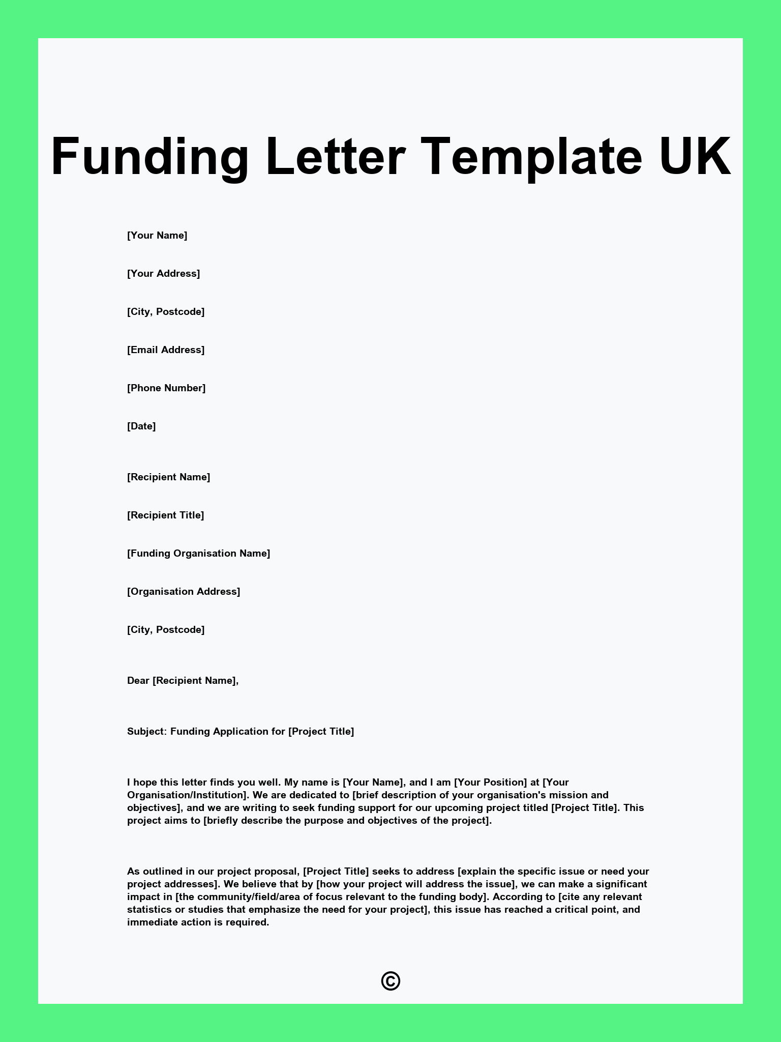 Funding Letter Template UK