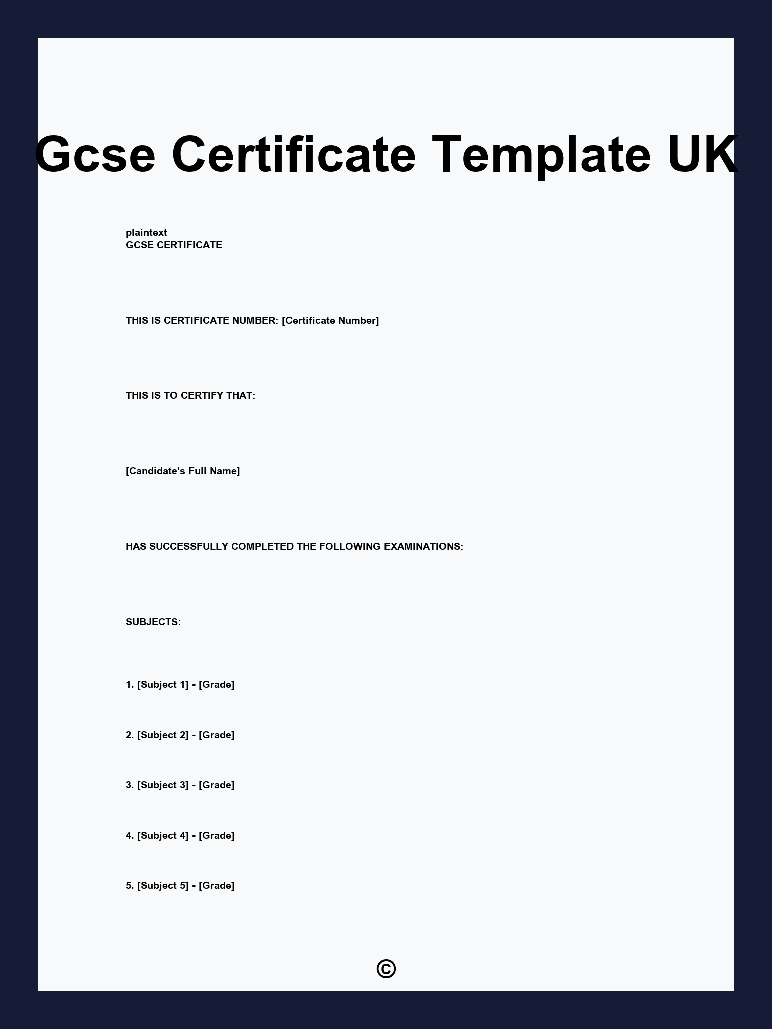 Gcse Certificate Template UK
