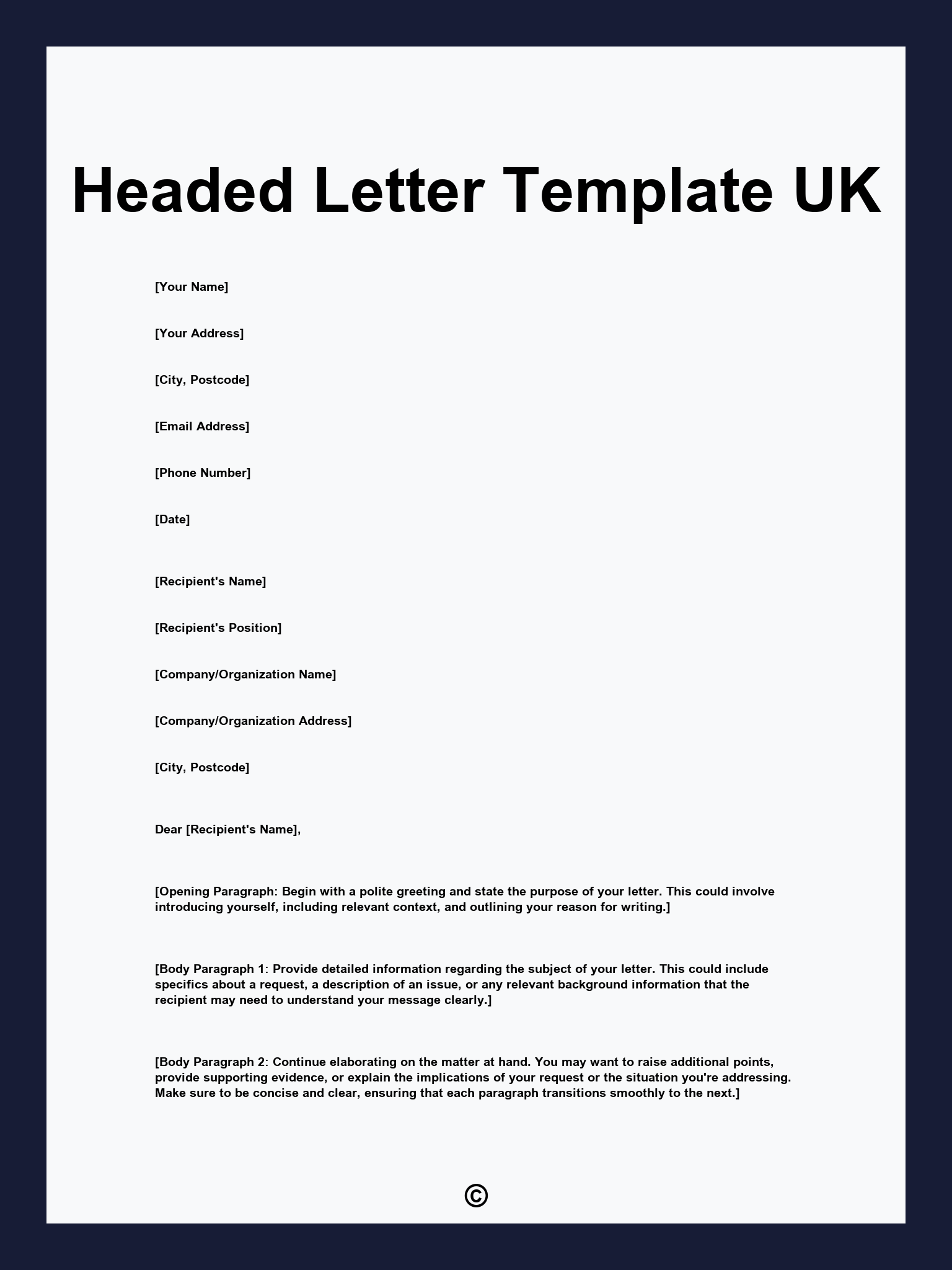 Headed Letter Template UK