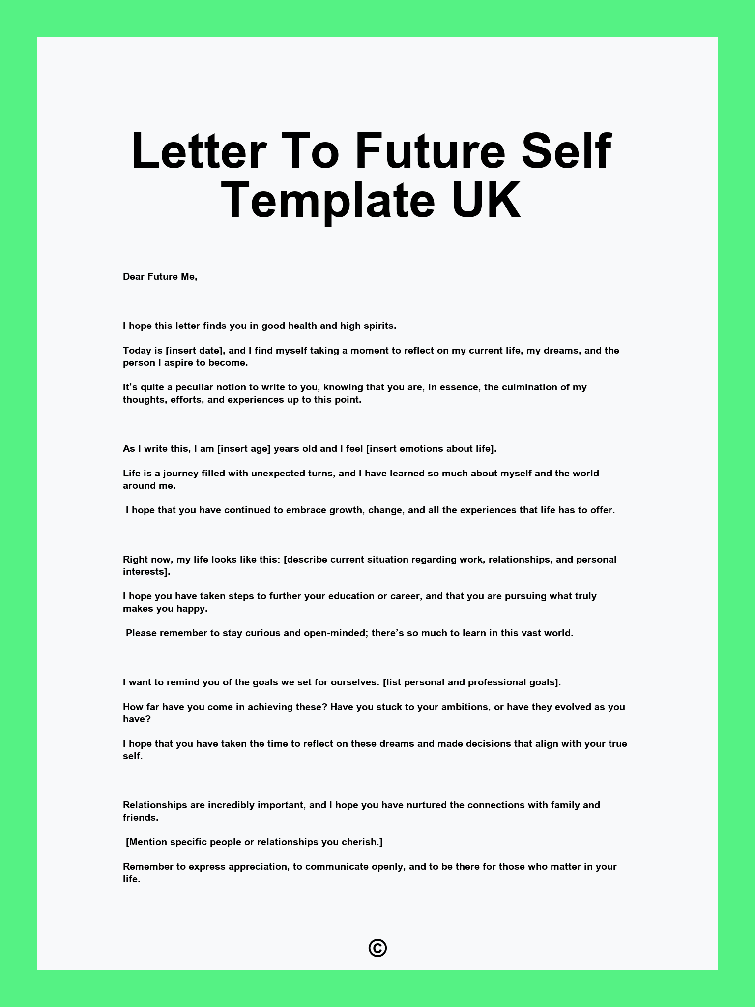 Letter To Future Self Template UK
