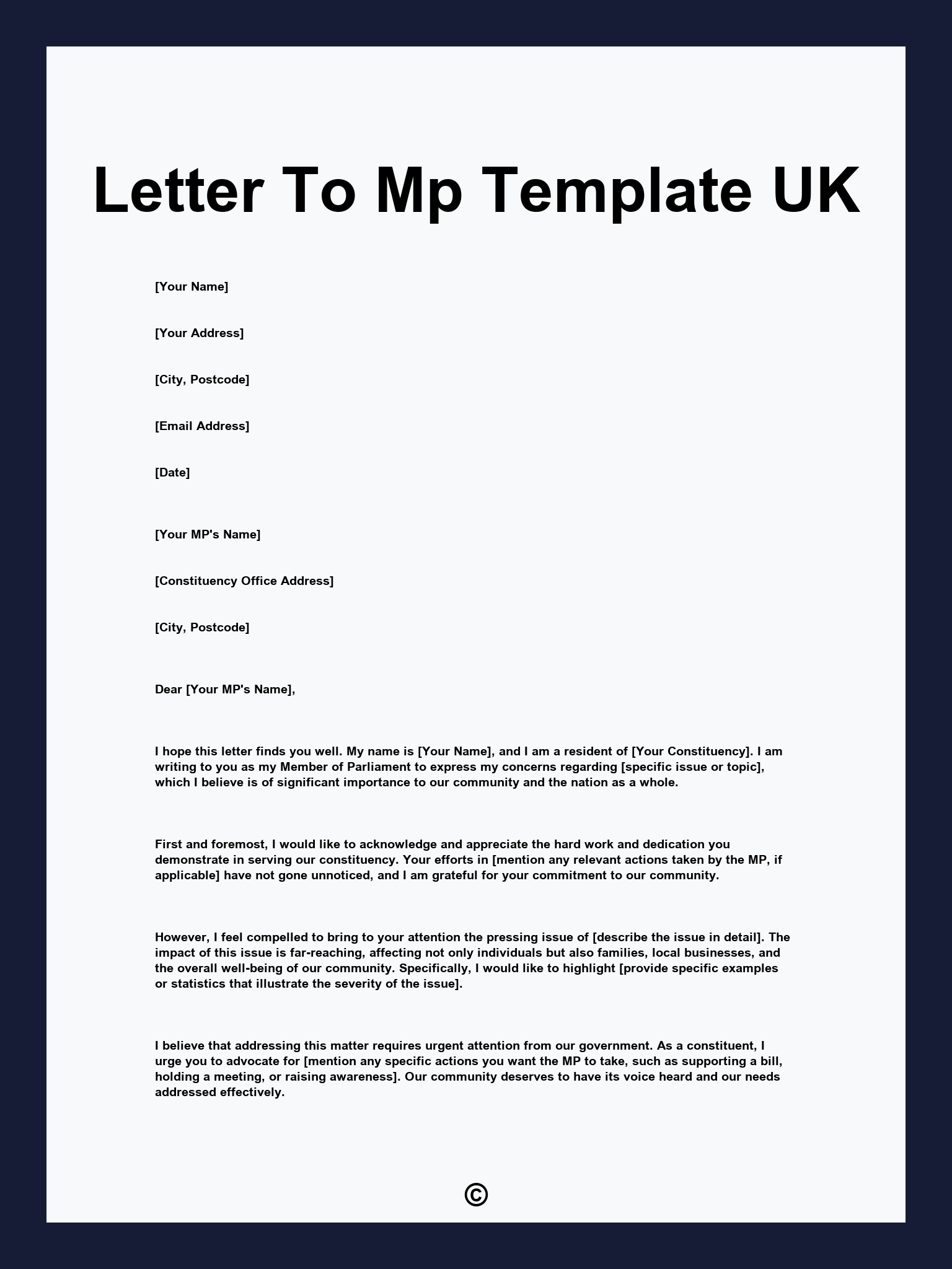 Letter To Mp Template UK