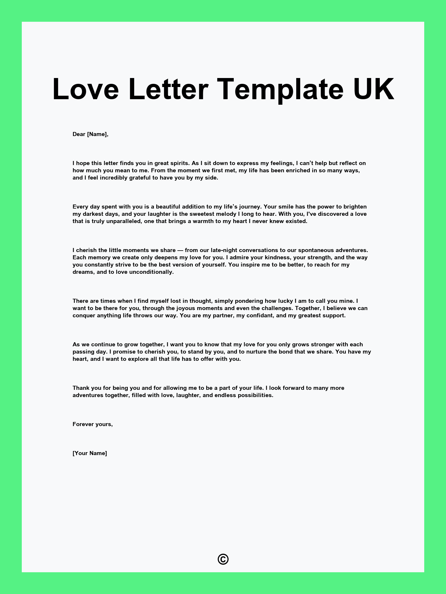 Love Letter Template UK