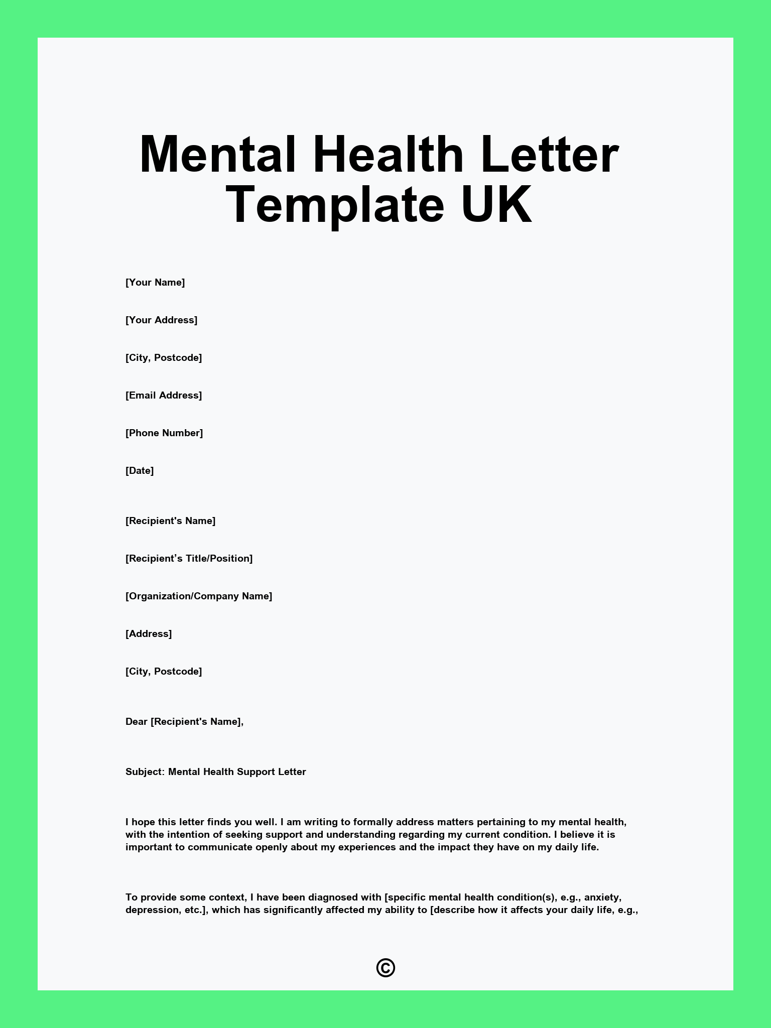 Mental Health Letter Template UK