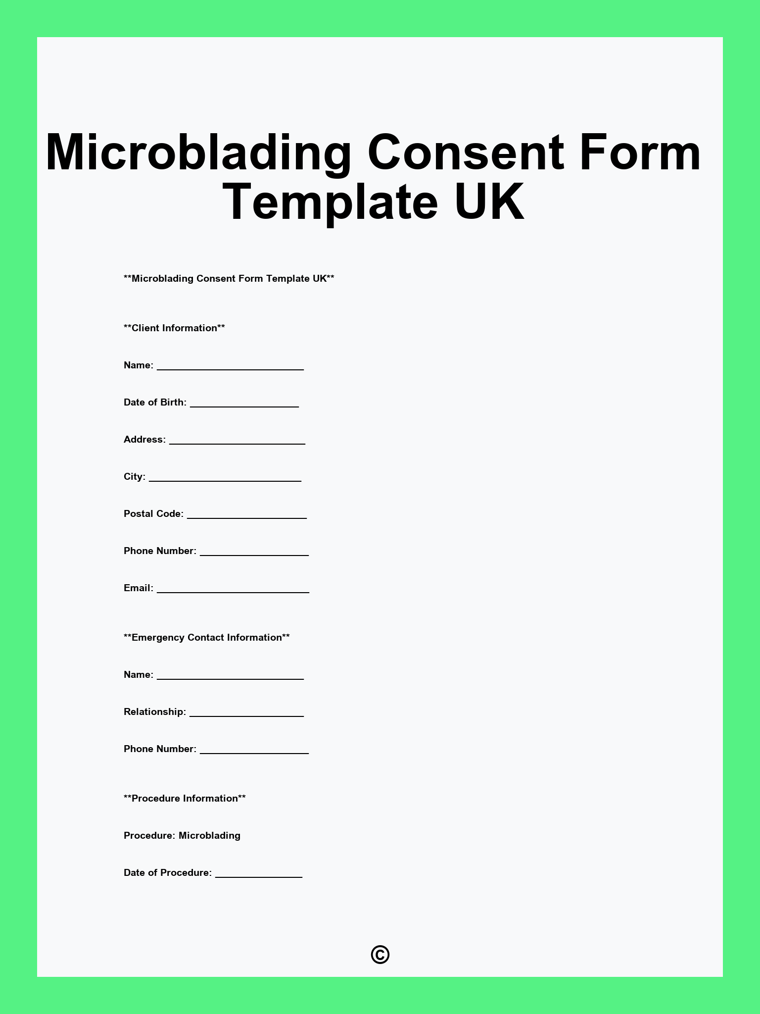 Microblading Consent Form Template UK