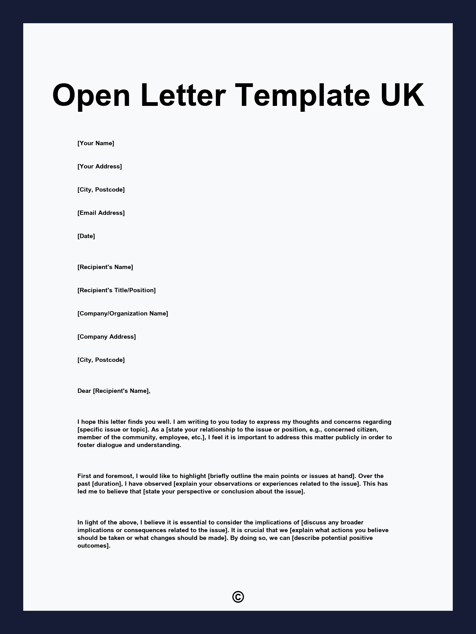 Open Letter Template UK