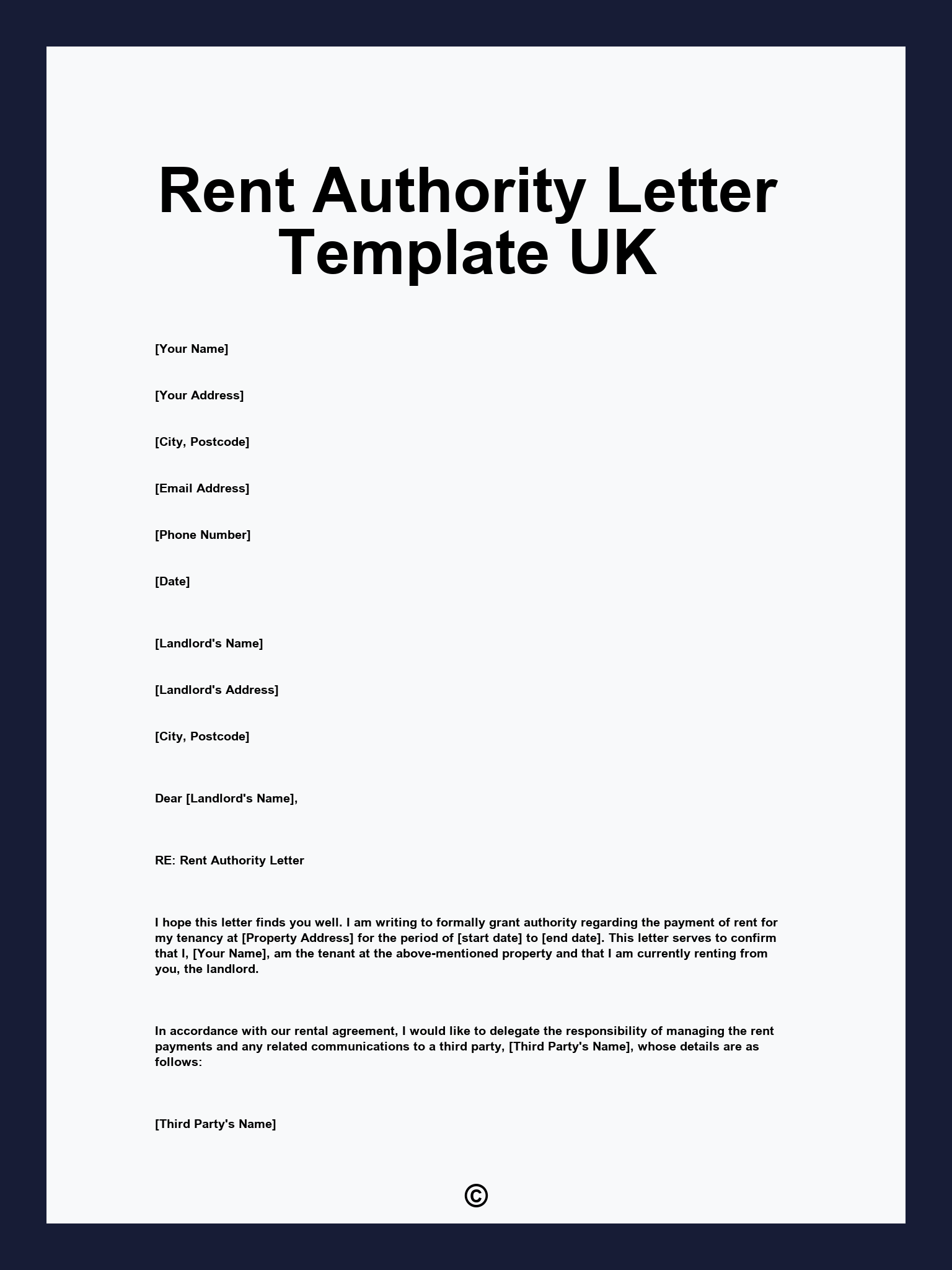 Rent Authority Letter Template UK
