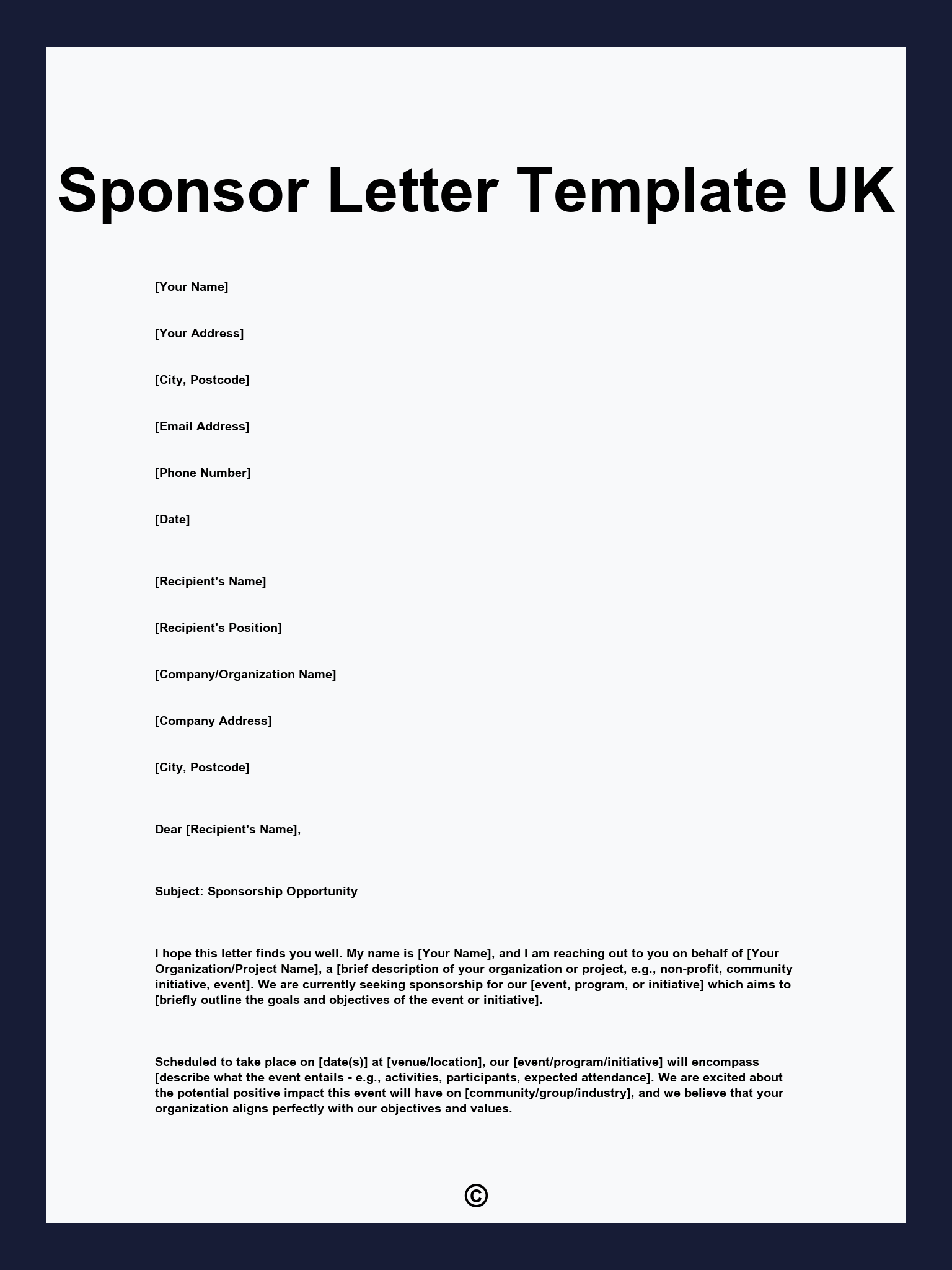 Sponsor Letter Template UK