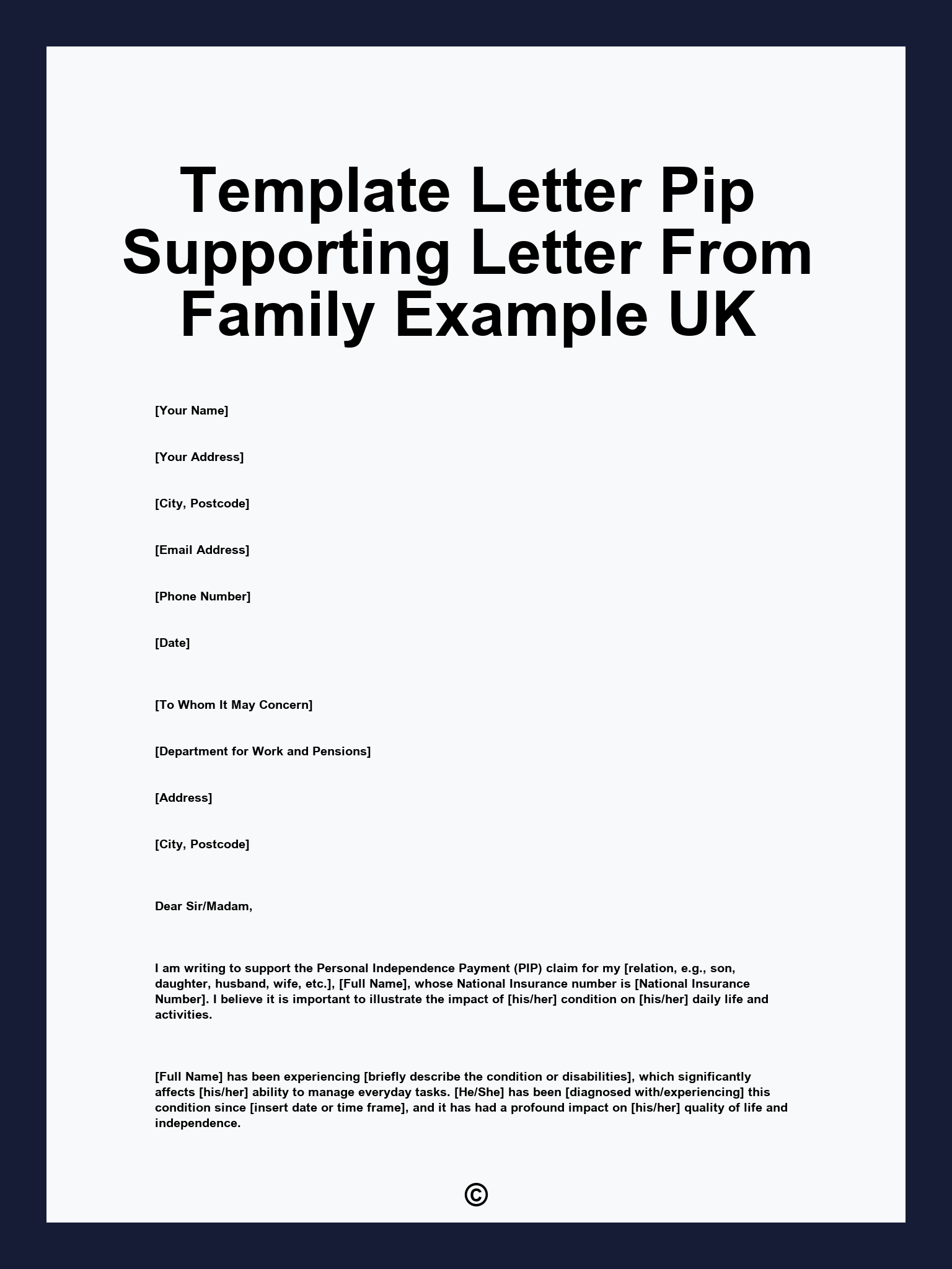 Template Letter Pip Supporting Letter From Family Example UK