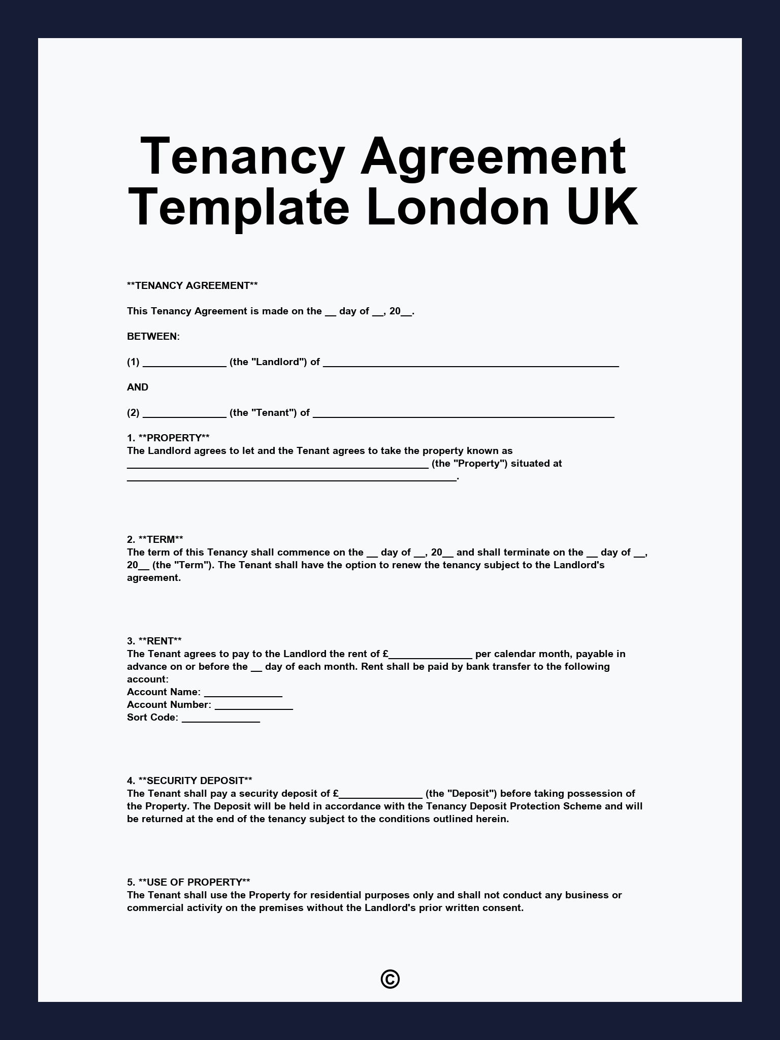 Tenancy Agreement Template London UK