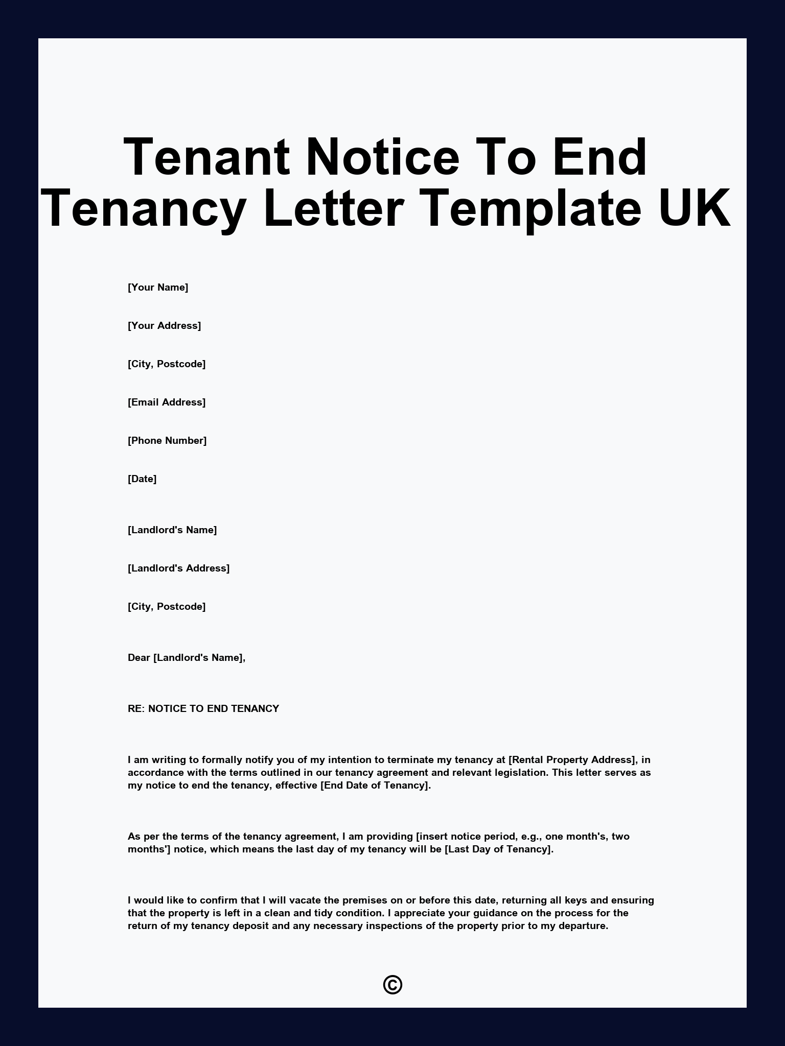 Tenant Notice To End Tenancy Letter Template UK